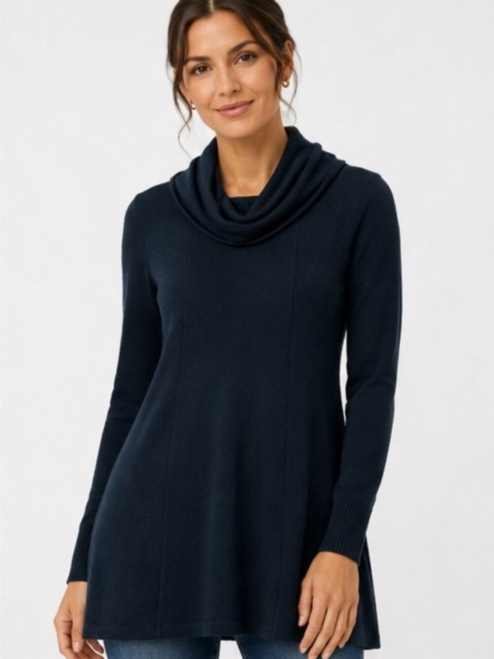 CAbi Black Cowl Neck Tunic Top Long Sleeve Womens Small